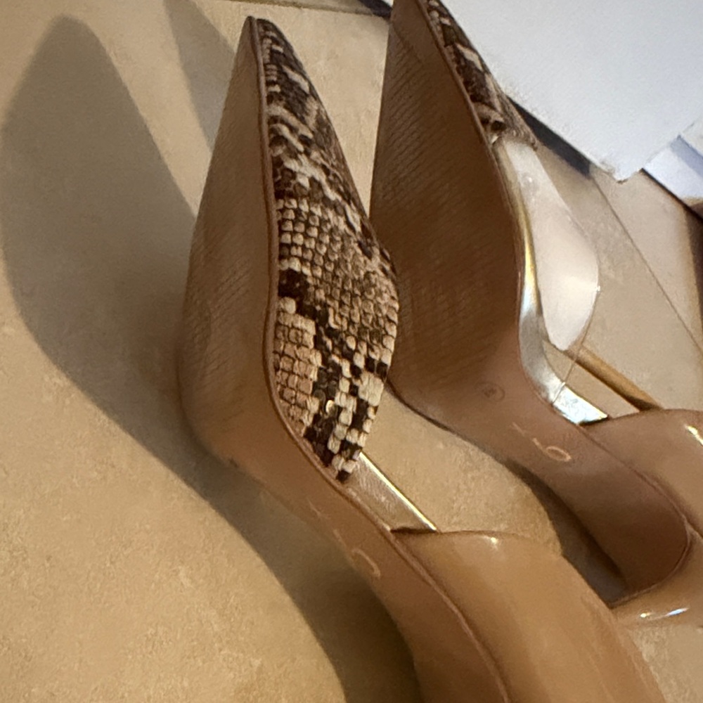 Mix No. 6 Elegant Tan and Snake Print Women's Heels - Picture 5 of 8